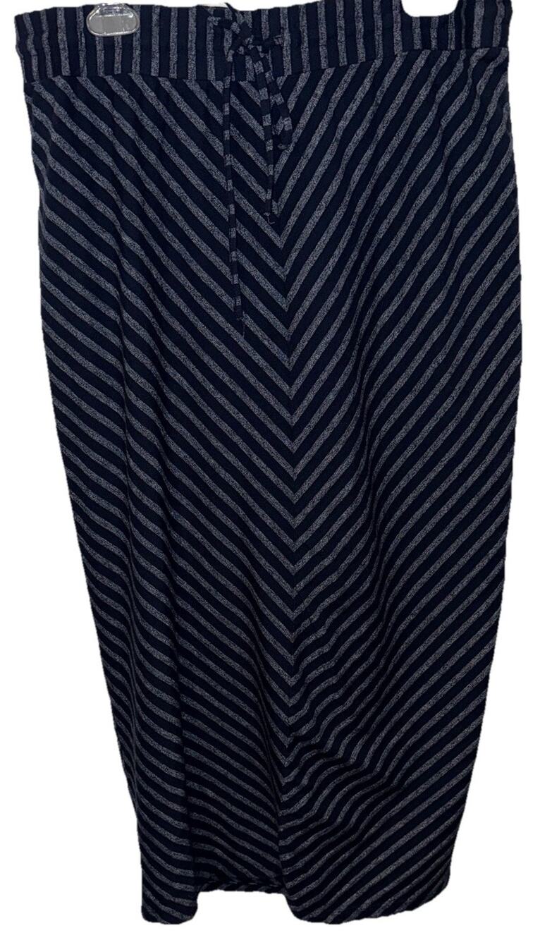 Ann Taylor Loft Navy Heather Blue Diagonal Stripe Maxi Skirt Sz. Lg. Excellent
